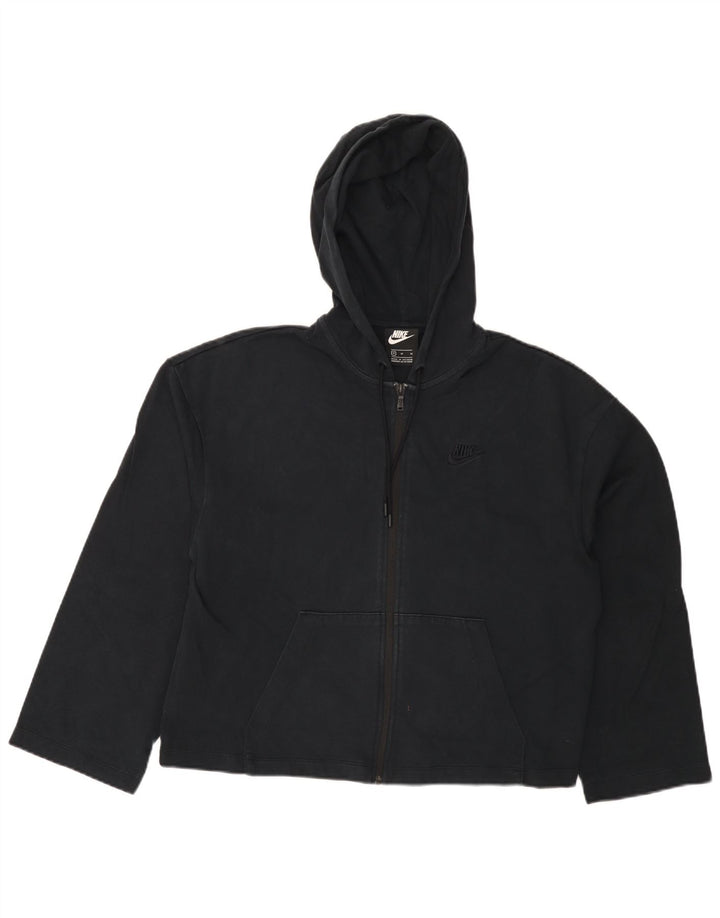 NIKE Pull à capuche zippé pour femme UK 12 Coton noir moyen