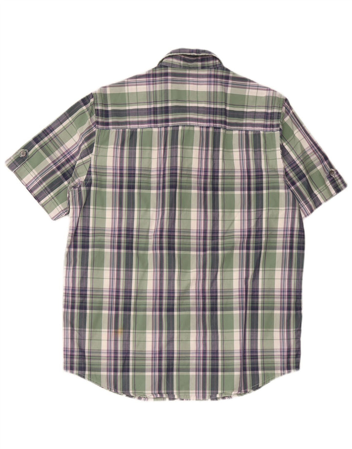 John Lewis Chemise à manches courtes pour homme en coton à carreaux vert moyen