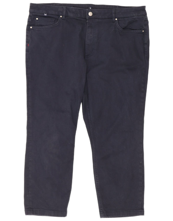 Crew Clothing Pantalon court taille haute pour femme UK 18 XL W38 L24 Bleu marine