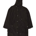 Zara Manteau imperméable à capuche coupe ample pour femme UK 14 Medium Noir Polyester