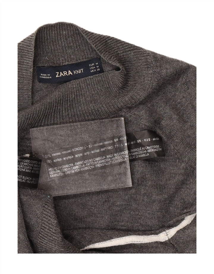 ZARA Pull à col roulé pour femme UK 12 Gris moyen Viscose