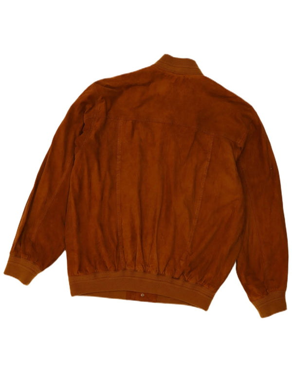 vintage Mens Suede Bomber Jacket UK 40 Grand Cuir Brun