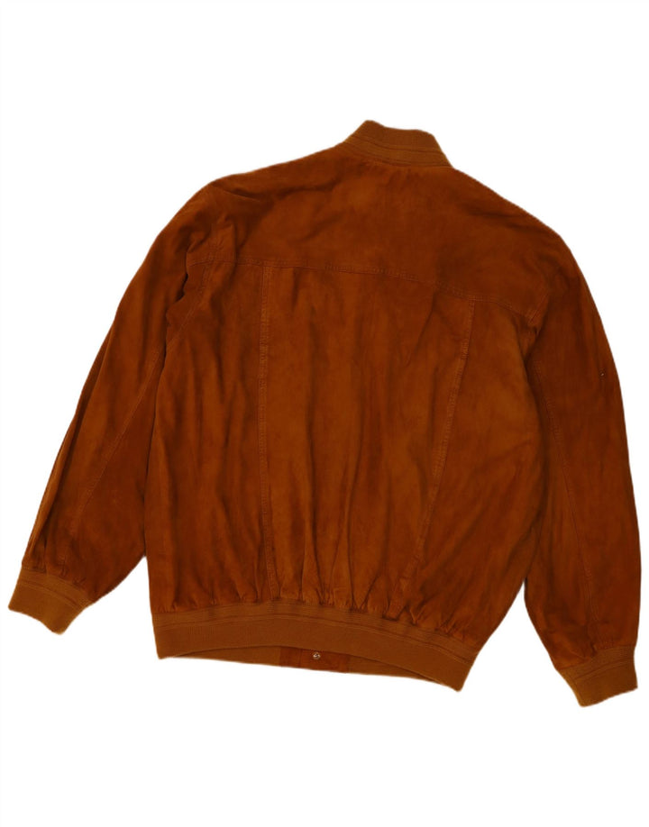vintage Mens Suede Bomber Jacket UK 40 Grand Cuir Brun
