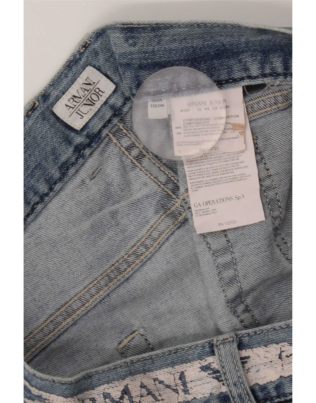 Short en jean Armani garçon 15-16 ans W34 bleu coton