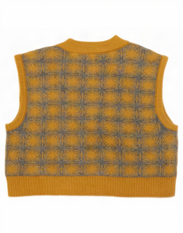 Zara Débardeur court surdimensionné pour femme UK 10 Petit carreaux jaunes