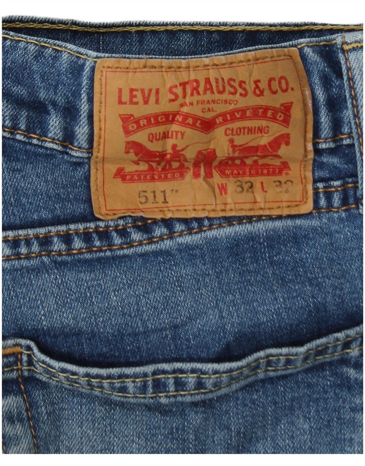 LEVI'S Jean Slim 511 Délavé à l'Acide W32 L32 Homme Bleu Coton