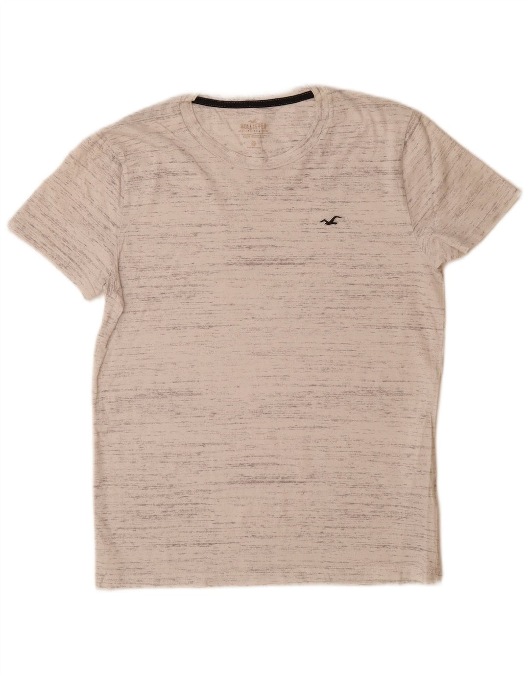 HOLLISTER T-Shirt Top Small Off White Moucheté Coton Homme
