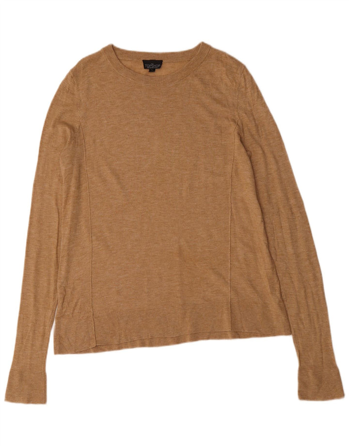 Topshop Top surdimensionné à manches longues pour femme UK 10 Small Beige
