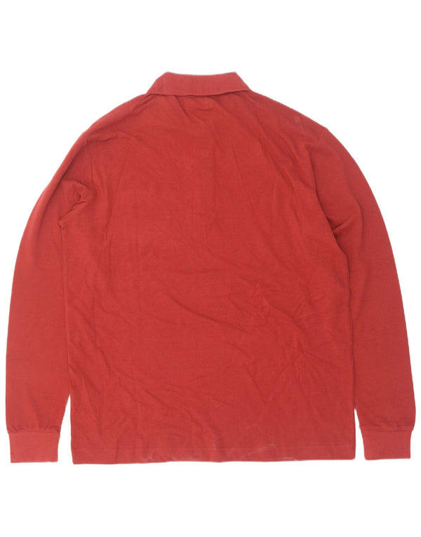 Kappa Polo à manches longues pour homme en coton rouge Large