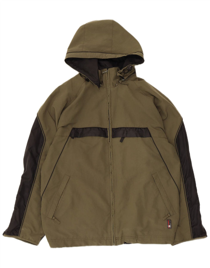 Champion Veste coupe-vent à capuche pour homme UK 38 Medium Kaki Colourblock