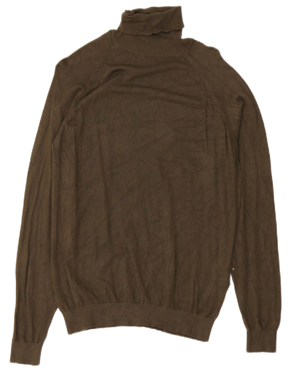 Zara Pull col roulé pour femme UK 14 Viscose vert moyen
