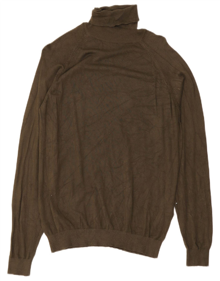 Zara Pull col roulé pour femme UK 14 Viscose vert moyen