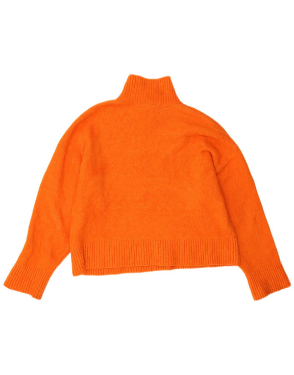 Zara Pull surdimensionné à col roulé pour femme UK 16 Large Orange Acrylique