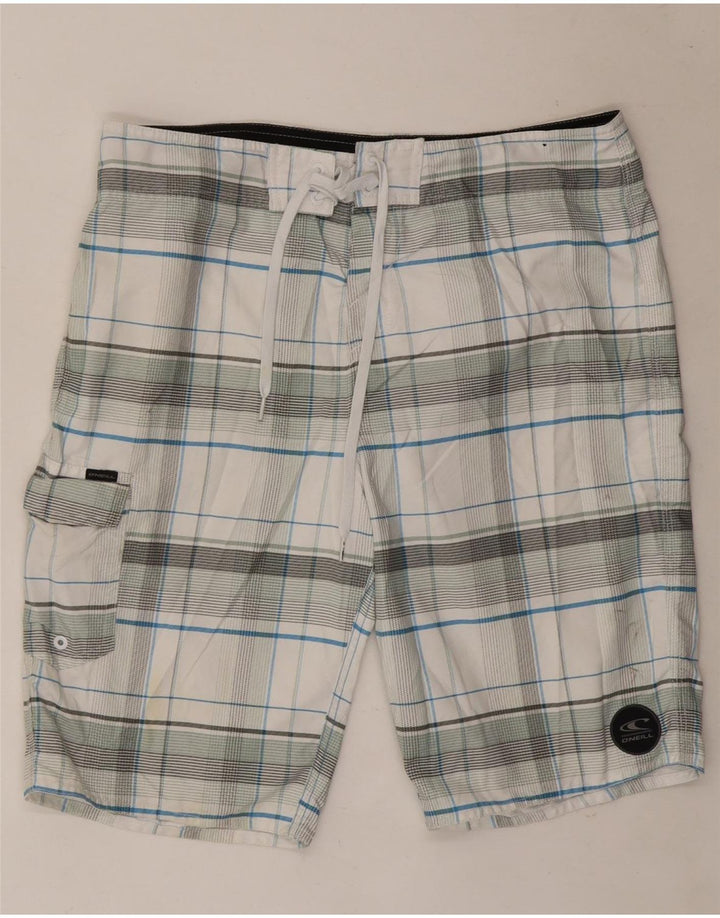 O'Neill Short de bain homme en polyester à carreaux blancs moyens