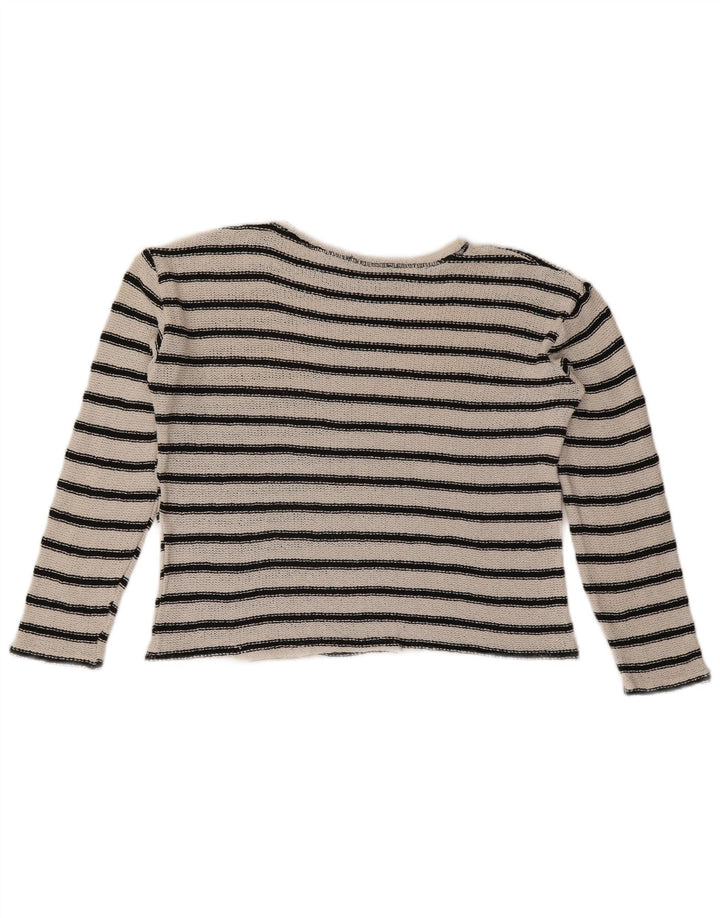 Zara Womens Oversize Crop Top UK 10 Petit Blanc Rayé