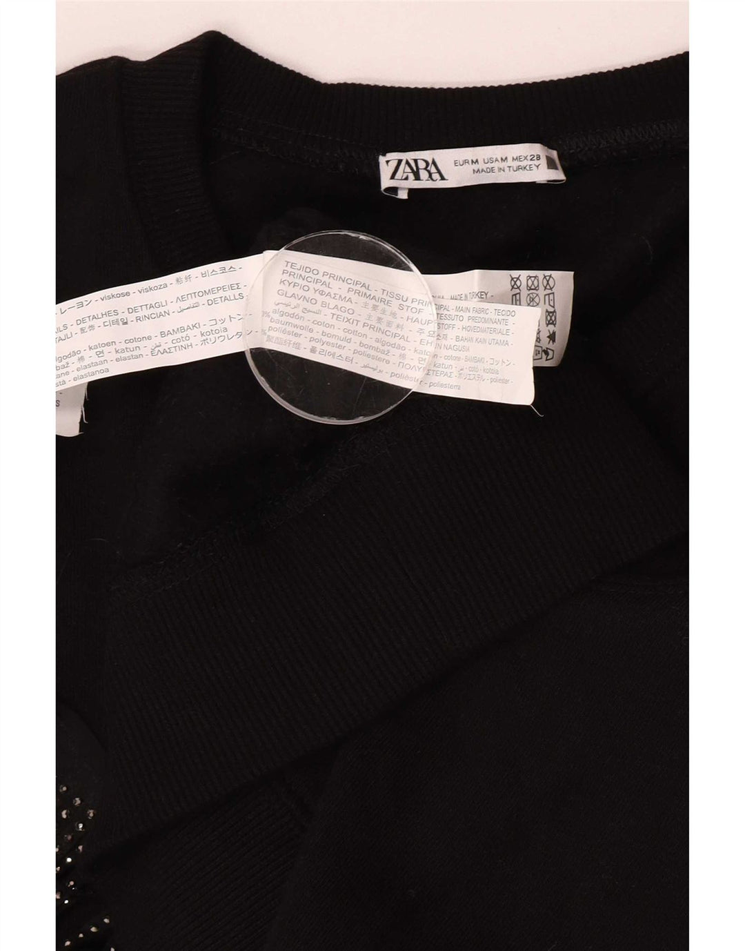 Zara Sweat-shirt surdimensionné pour femme UK 14 en coton noir moyen