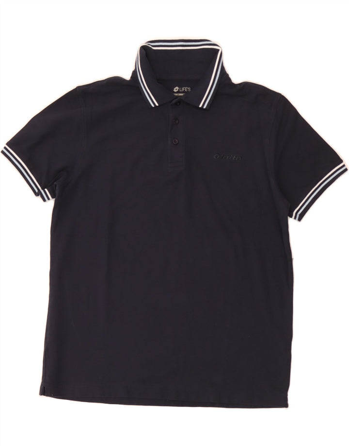 LOTTO Mens Life's Polo Shirt Medium Navy Blue Cotton Vintage Lotto and Second-Hand Lotto from Messina Hembry 