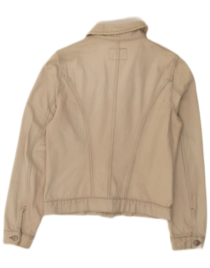 Rifle Womens Crop Denim Jacket UK 12 Coton Beige Moyen