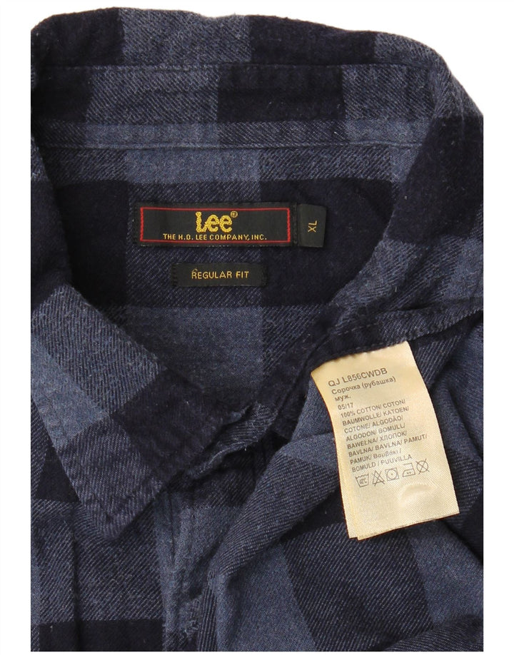 Lee Chemise en flanelle pour homme Coupe régulière XL Bleu marine en coton vichy