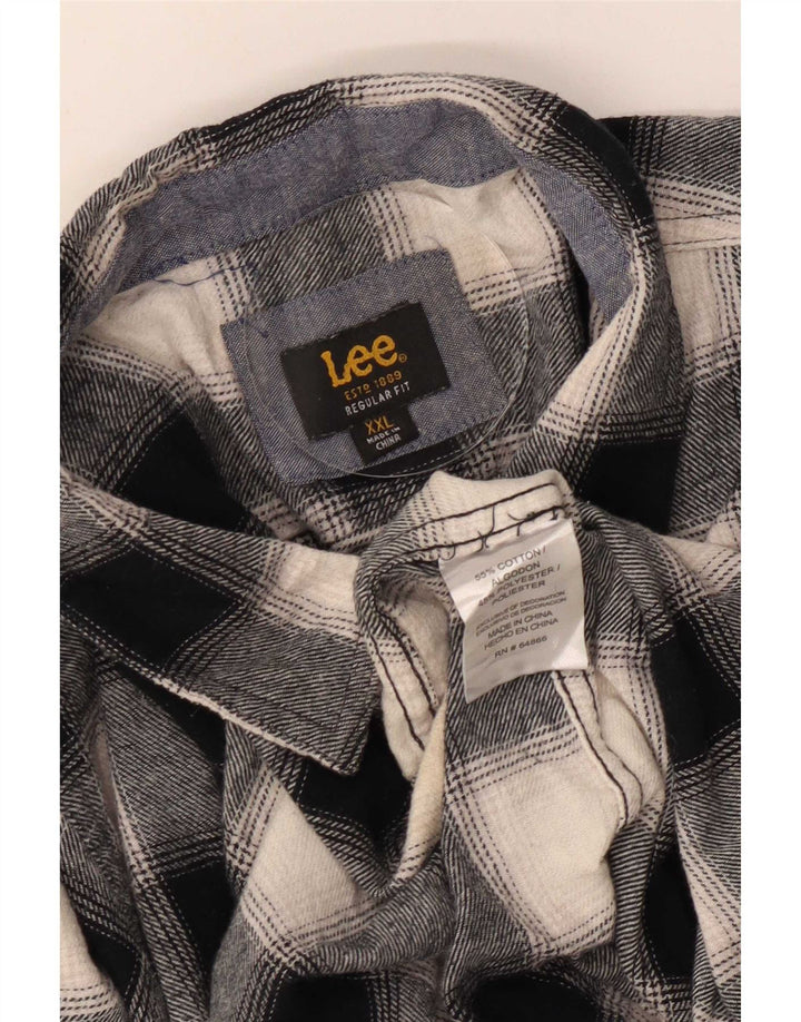 Lee Chemise en flanelle coupe régulière pour homme 2XL en coton à carreaux noirs