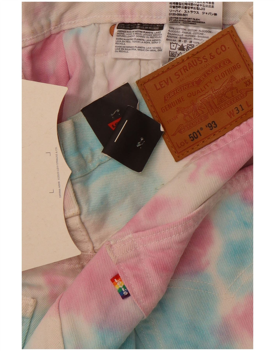 LEVI'S Short en Jean 501 W32 Homme Multicolore Moyen Tie Dye Coton