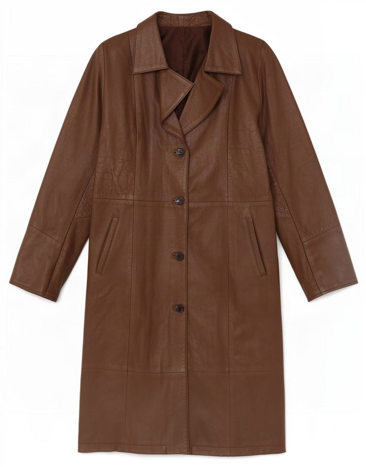 manteau en cuir femme vintage UK 14 Brun moyen