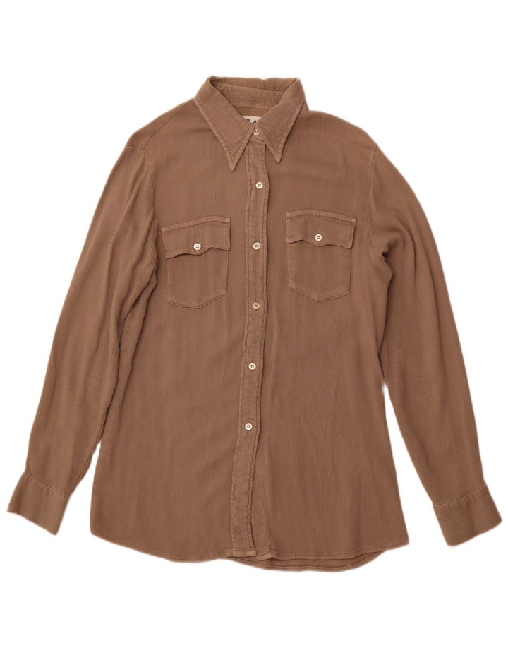 REPLAY Chemise Femme UK 12 Marron Moyen