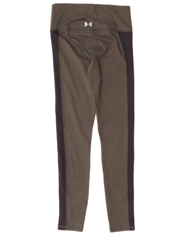 UNDER ARMOUR Leggings Femme UK 10 Petit Kaki Colorblock Polyester