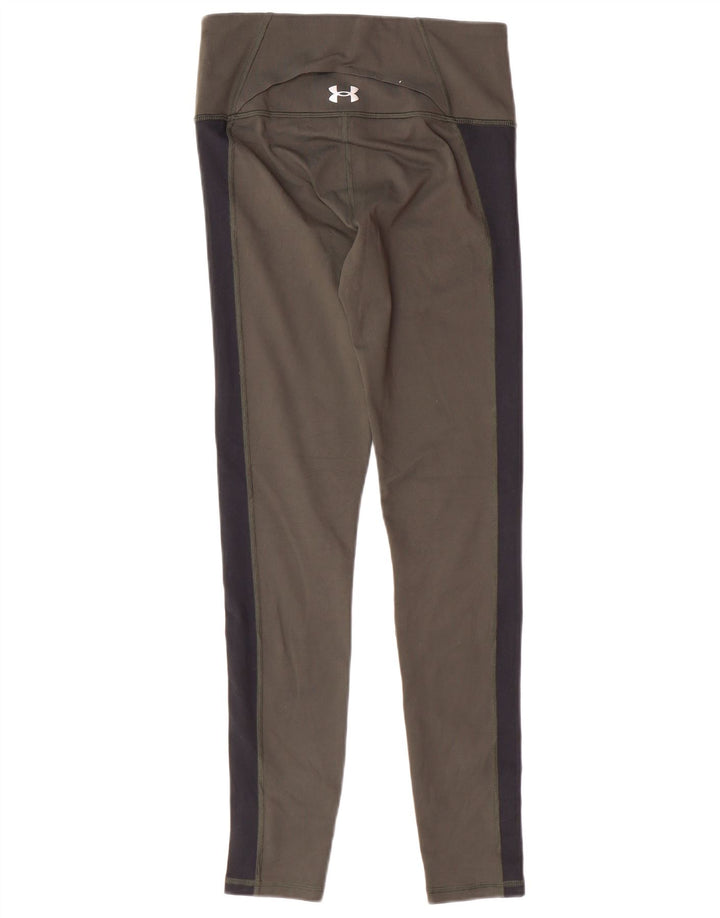 UNDER ARMOUR Leggings Femme UK 10 Petit Kaki Colorblock Polyester