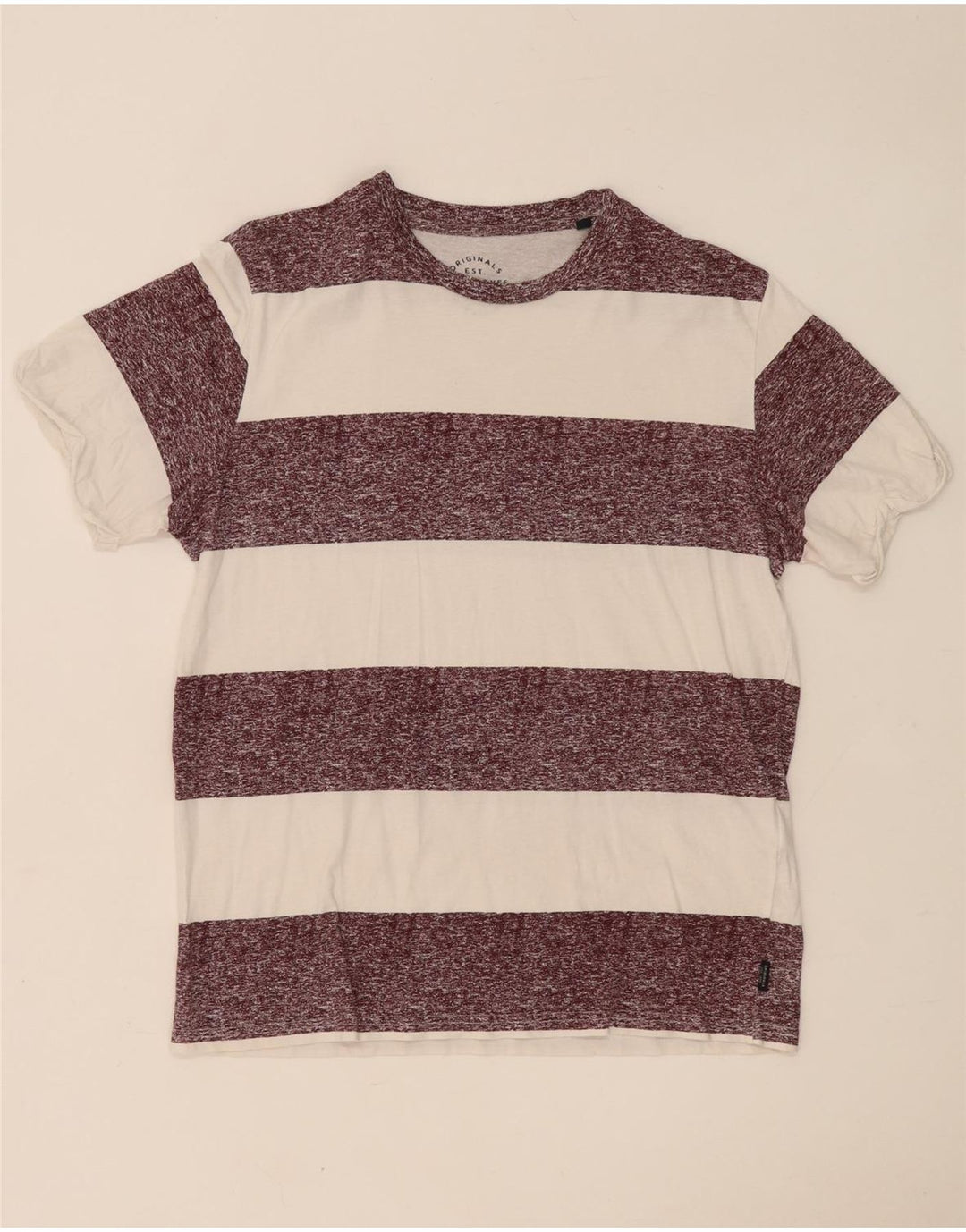 Jack & Jones T-Shirt Homme Blanc Rayé Coton Moyen