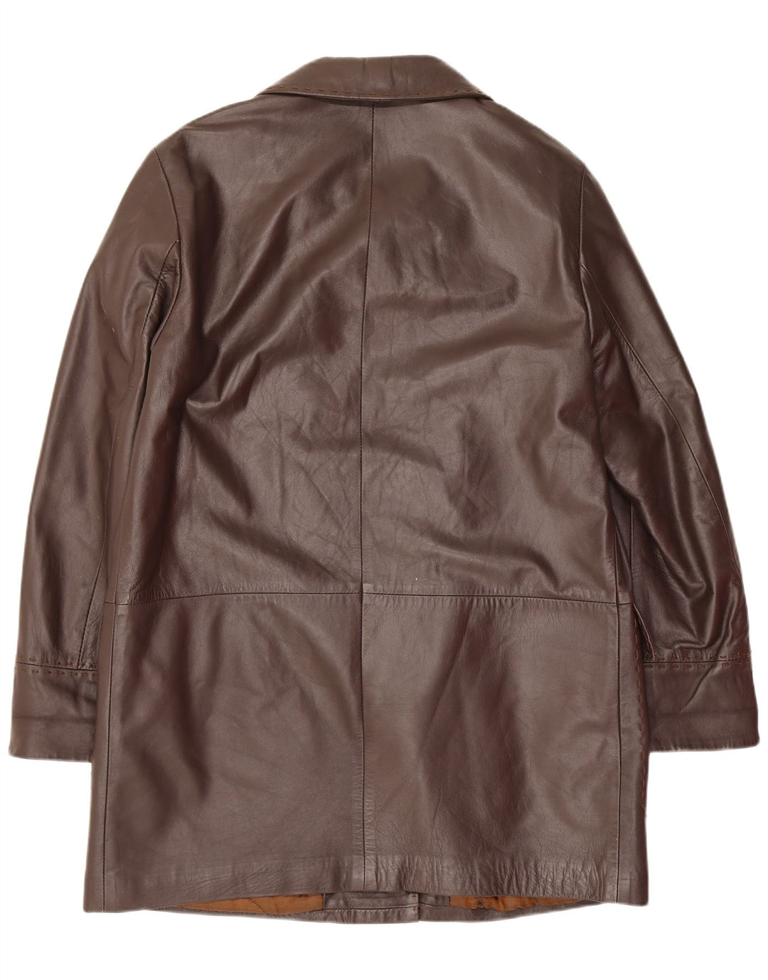 Manteau en cuir coupe ample femme vintage IT 44 marron moyen classique