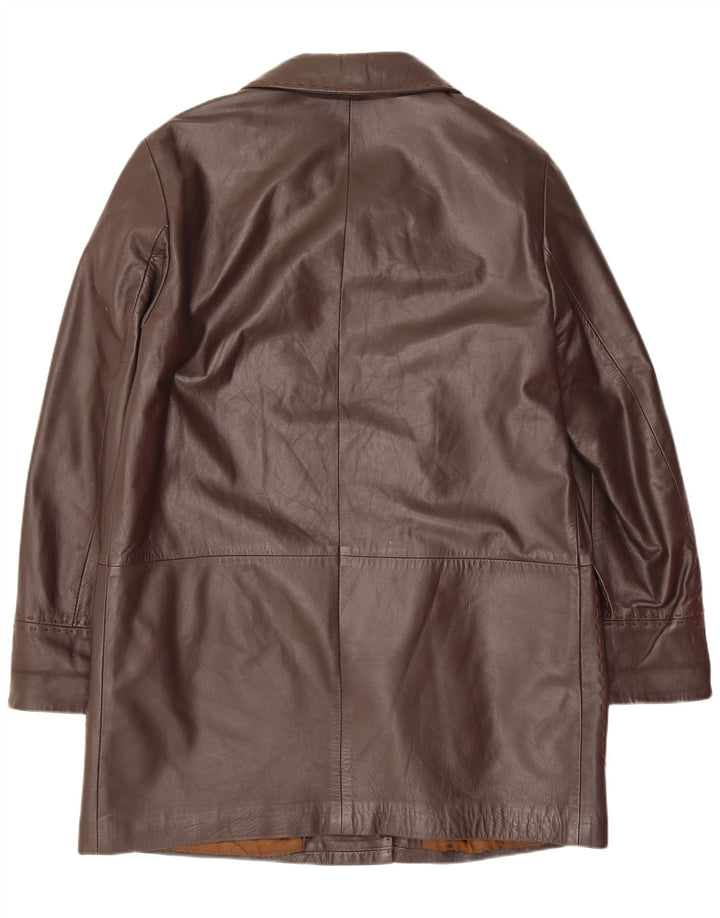 Manteau en cuir coupe ample femme vintage IT 44 marron moyen classique