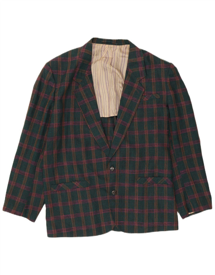 OFFSHORE Veste Blazer 2 Boutons Homme UK 38 Lin Vert Moyen à Carreaux