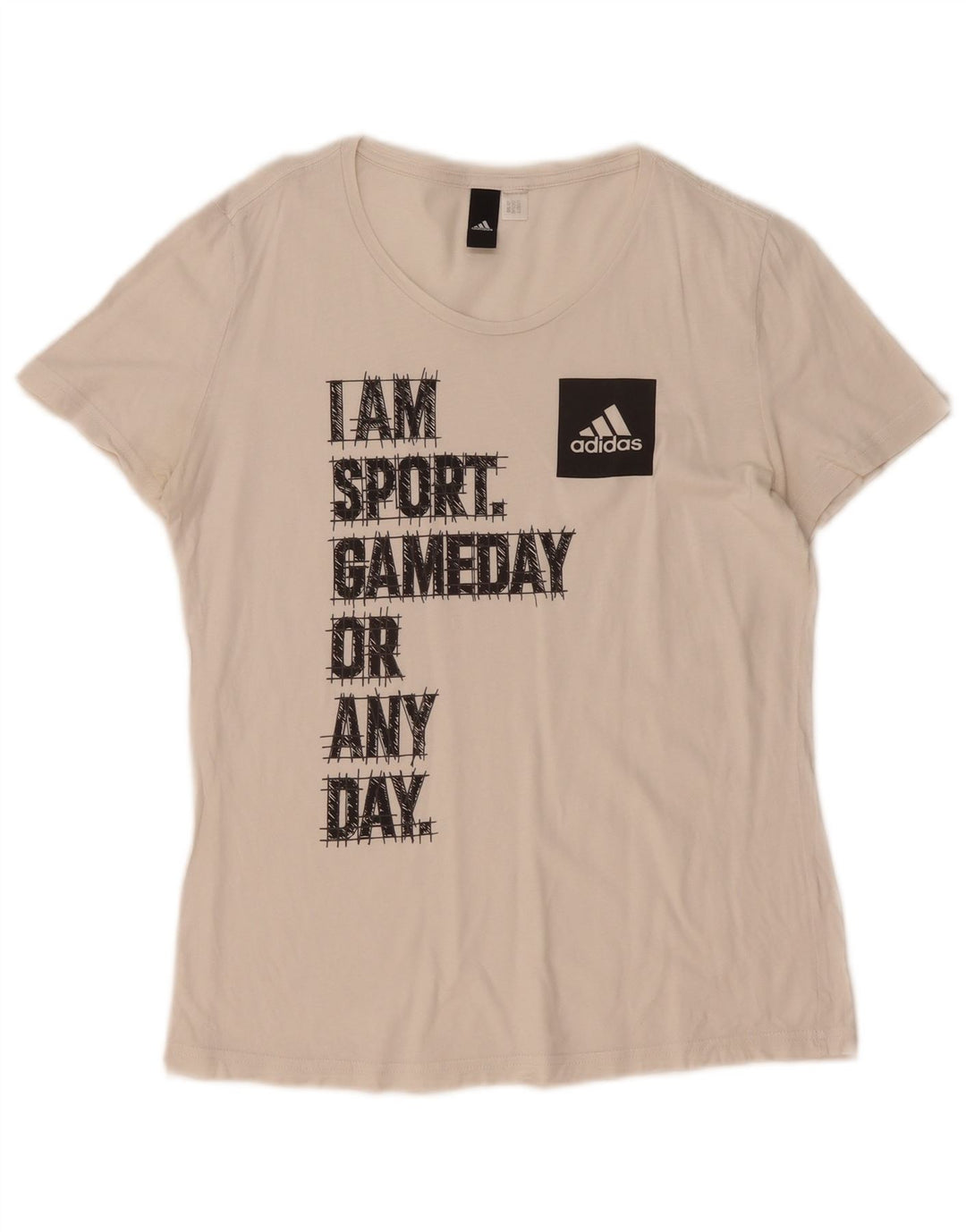 Adidas T-shirt graphique pour femme UK 14 Blanc moyen