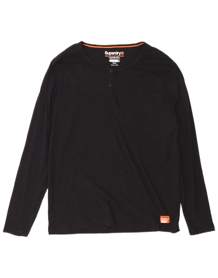 Superdry Haut coupe classique à manches longues 2XL en coton noir pour homme