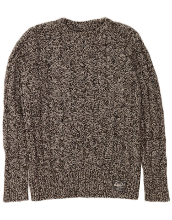 Superdry Pull Ras du Cou Pull Homme Gris Moyen Acrylique Moucheté