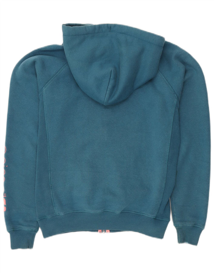 ANIMAL Pull à capuche zippé graphique pour femme UK 12 Bleu moyen Coton