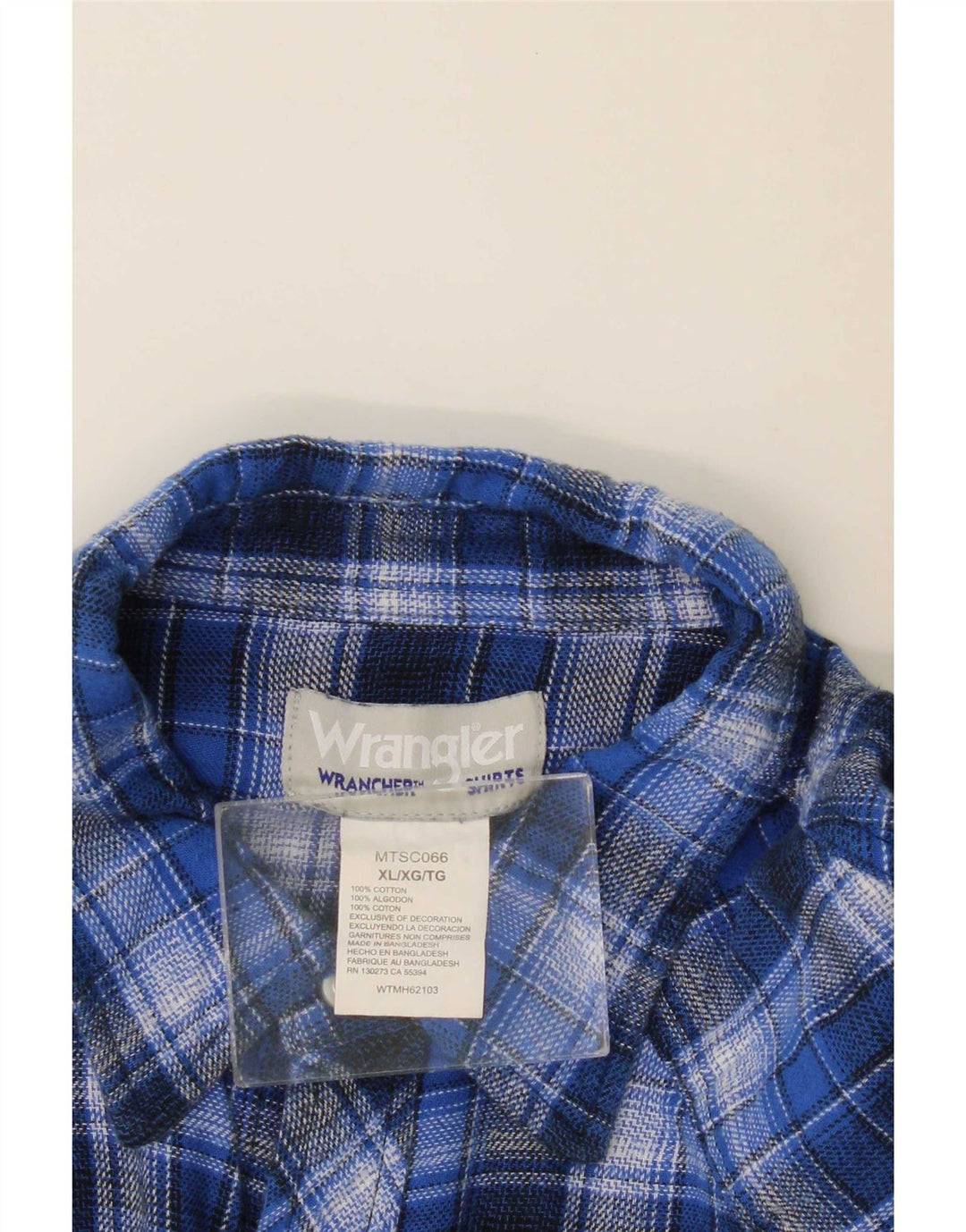 Wrangler Chemise en flanelle pour homme XL Bleu à carreaux en coton