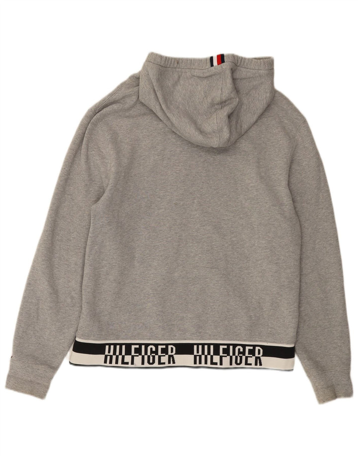 TOMMY HILFIGER Pull à Capuche Graphique Homme Gris Moyen Coton Colorblock