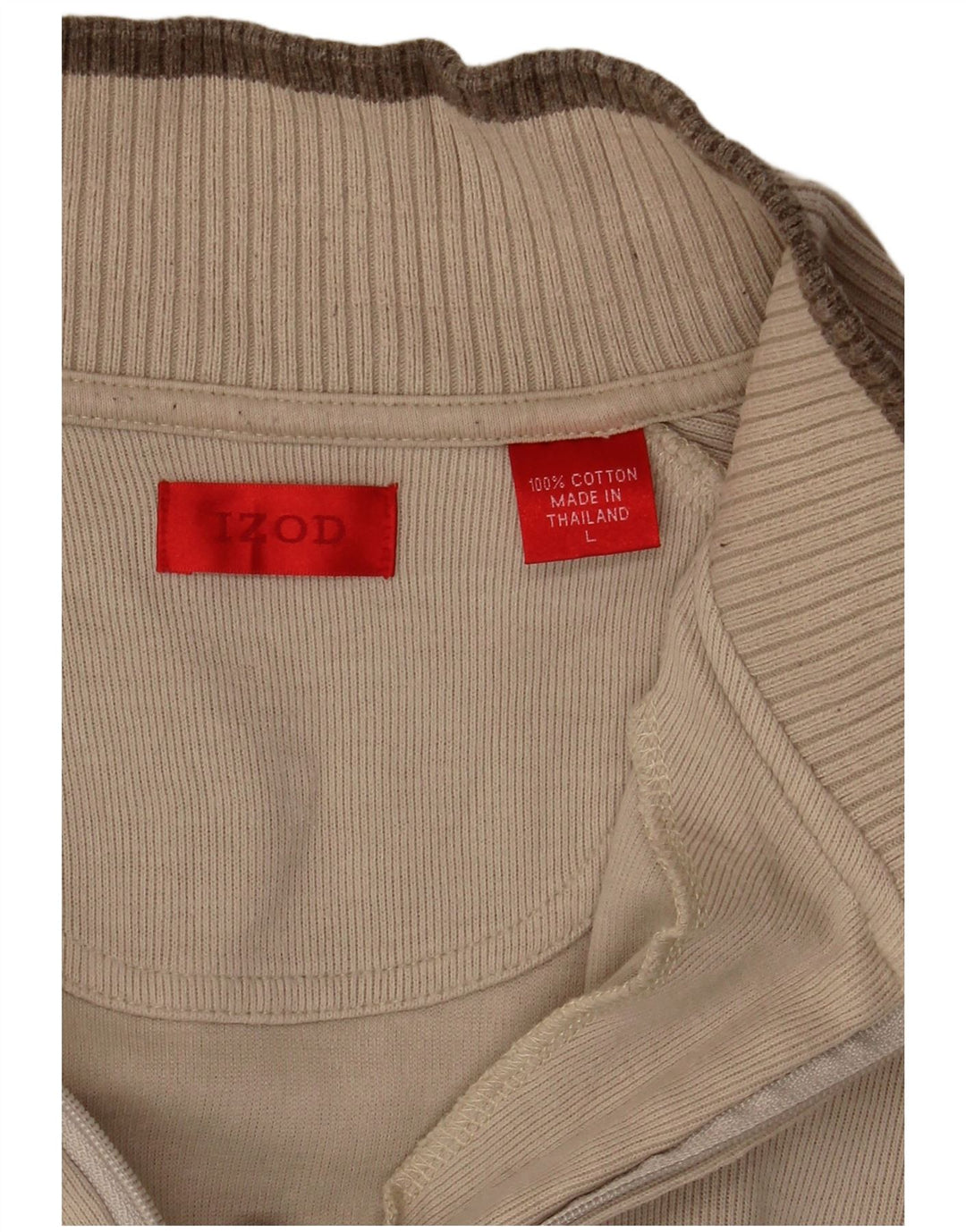 Izod Haut à col zippé et manches longues pour homme en coton beige