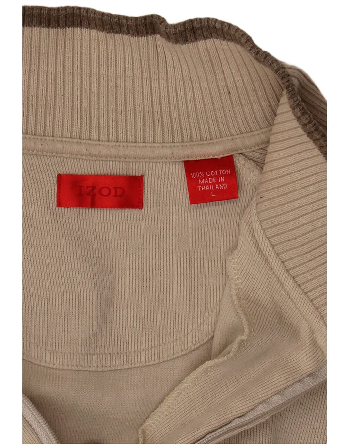 Izod Haut à col zippé et manches longues pour homme en coton beige