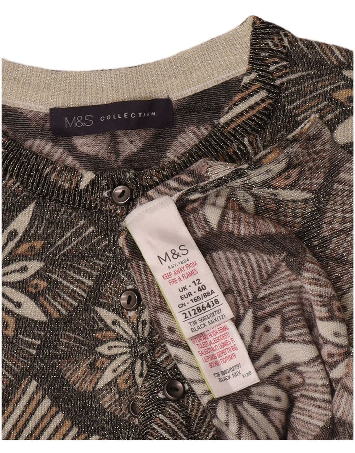 Marks & Spencer Cardigan pour femme en viscose florale gris moyen UK 42
