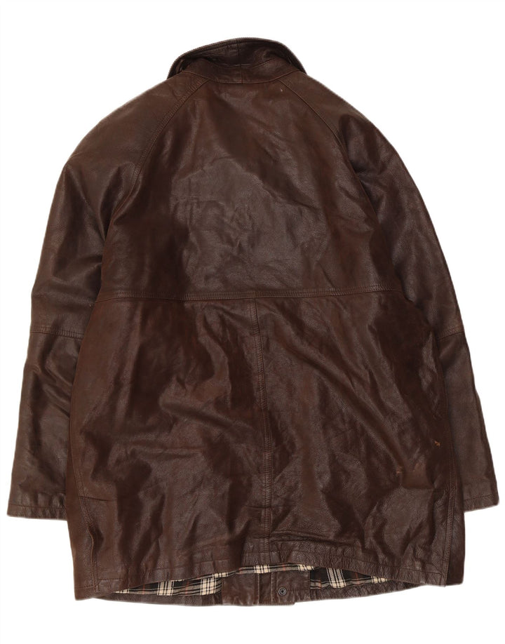 veste en cuir homme vintage IT 50 Grand cuir marron
