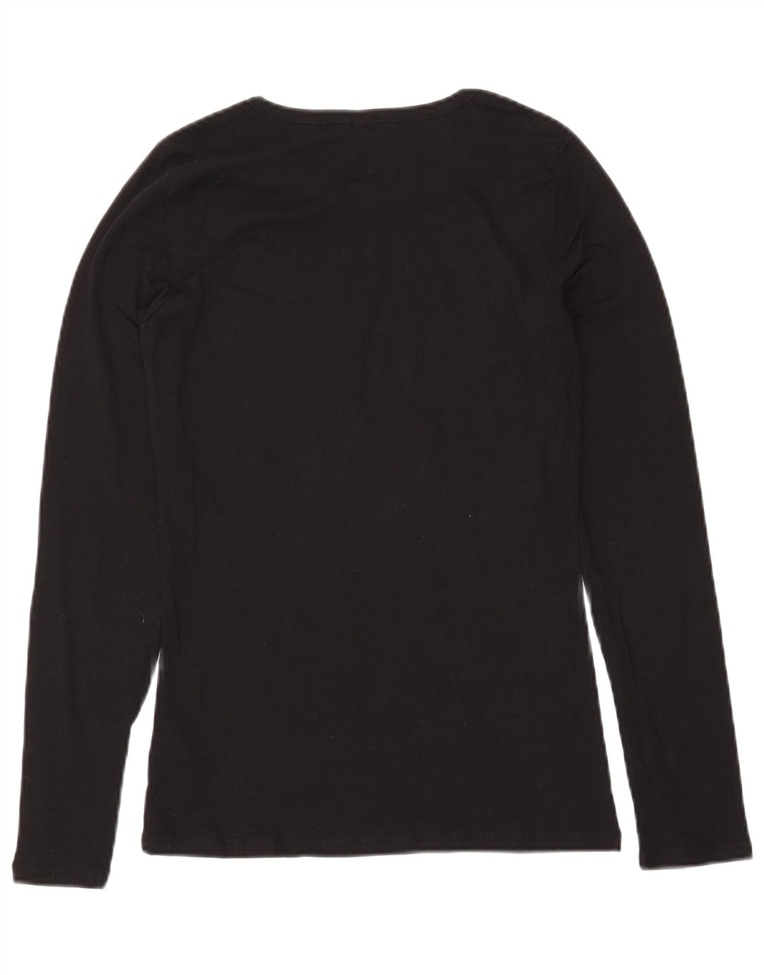 BENETTON Haut Femme Manches Longues UK 14 Large Noir Coton