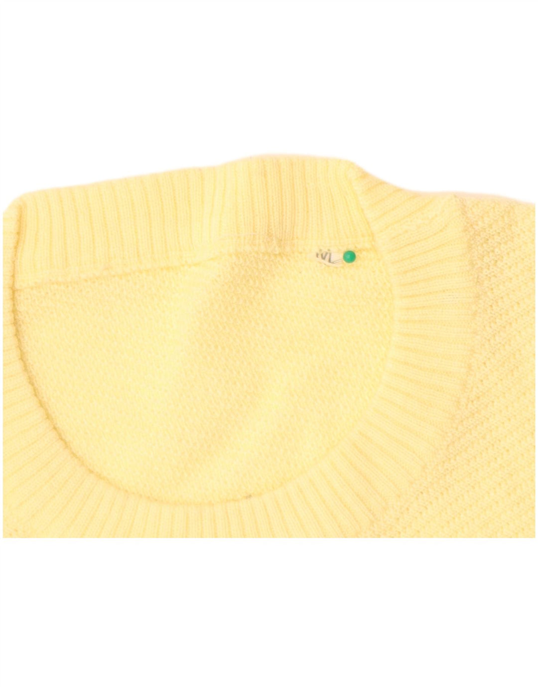 VINTAGE Femme Crew Neck Jumper Pull UK 14 Laine Jaune Moyen