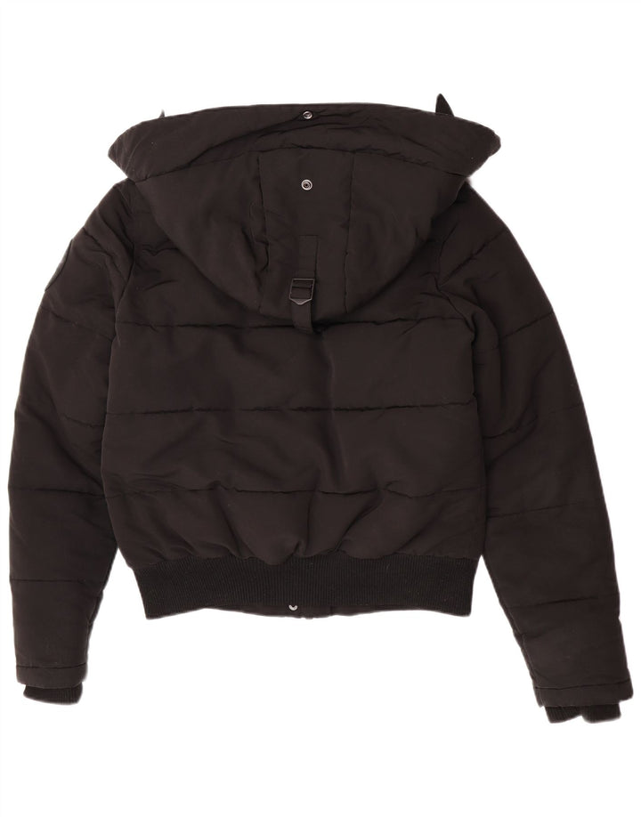 Superdry Veste matelassée à capuche pour femme UK 12 Medium Noir Polyester