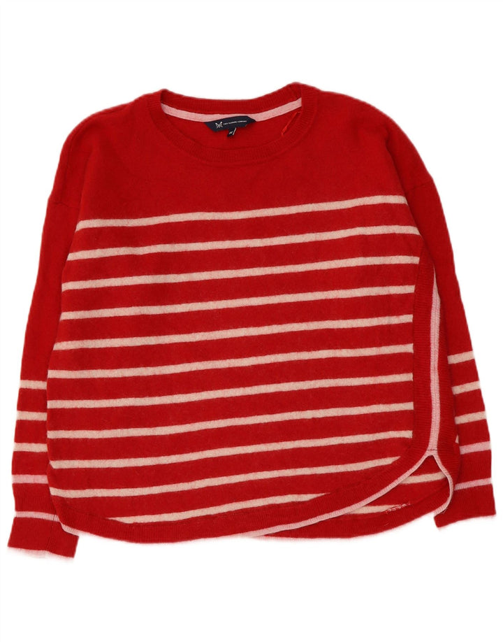 CREW CLOTHING Pull col bateau pour femme UK 14 Grande laine rayée rouge