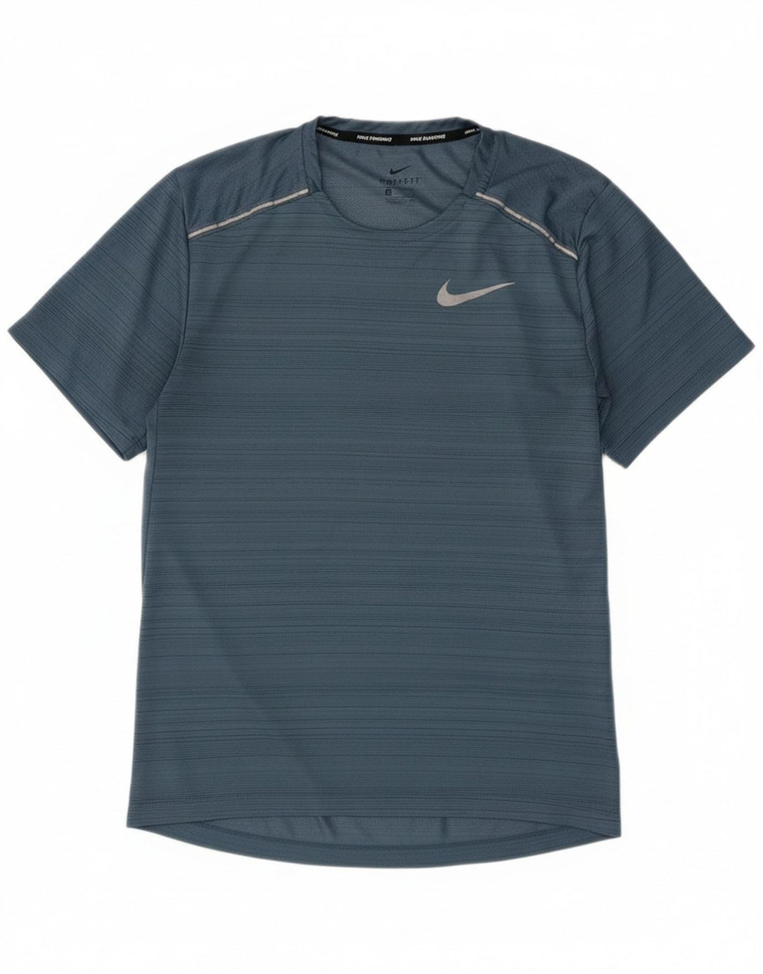 Nike Hommes Dri Fit T-Shirt Haut Petit Bleu Rayé Polyester