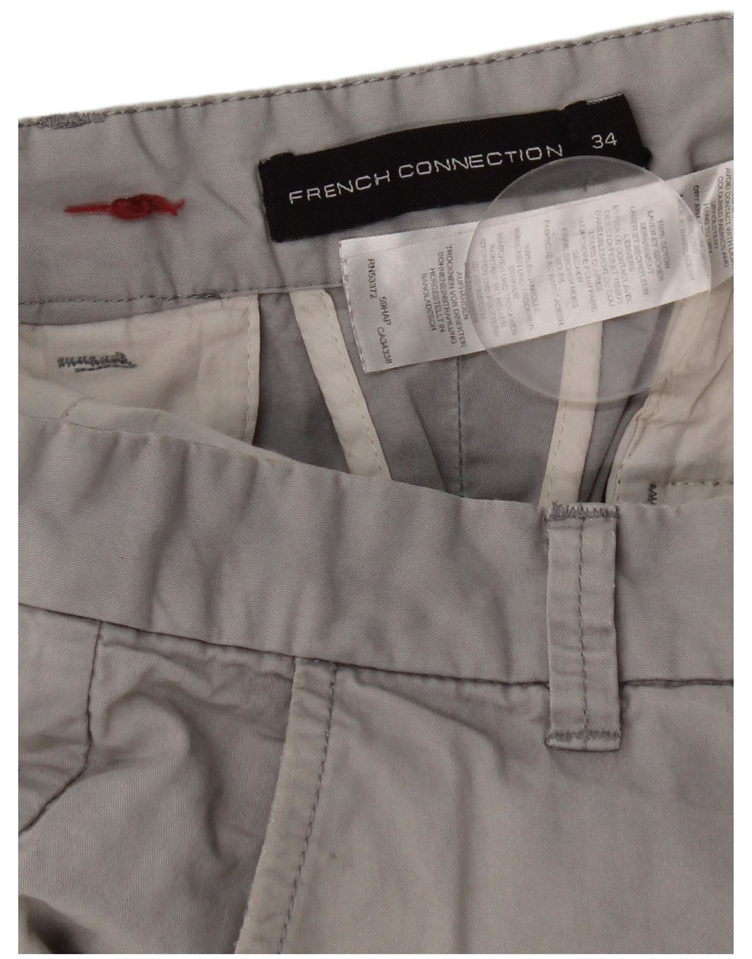 French Connection Short Chino Homme W34 Large Gris Coton