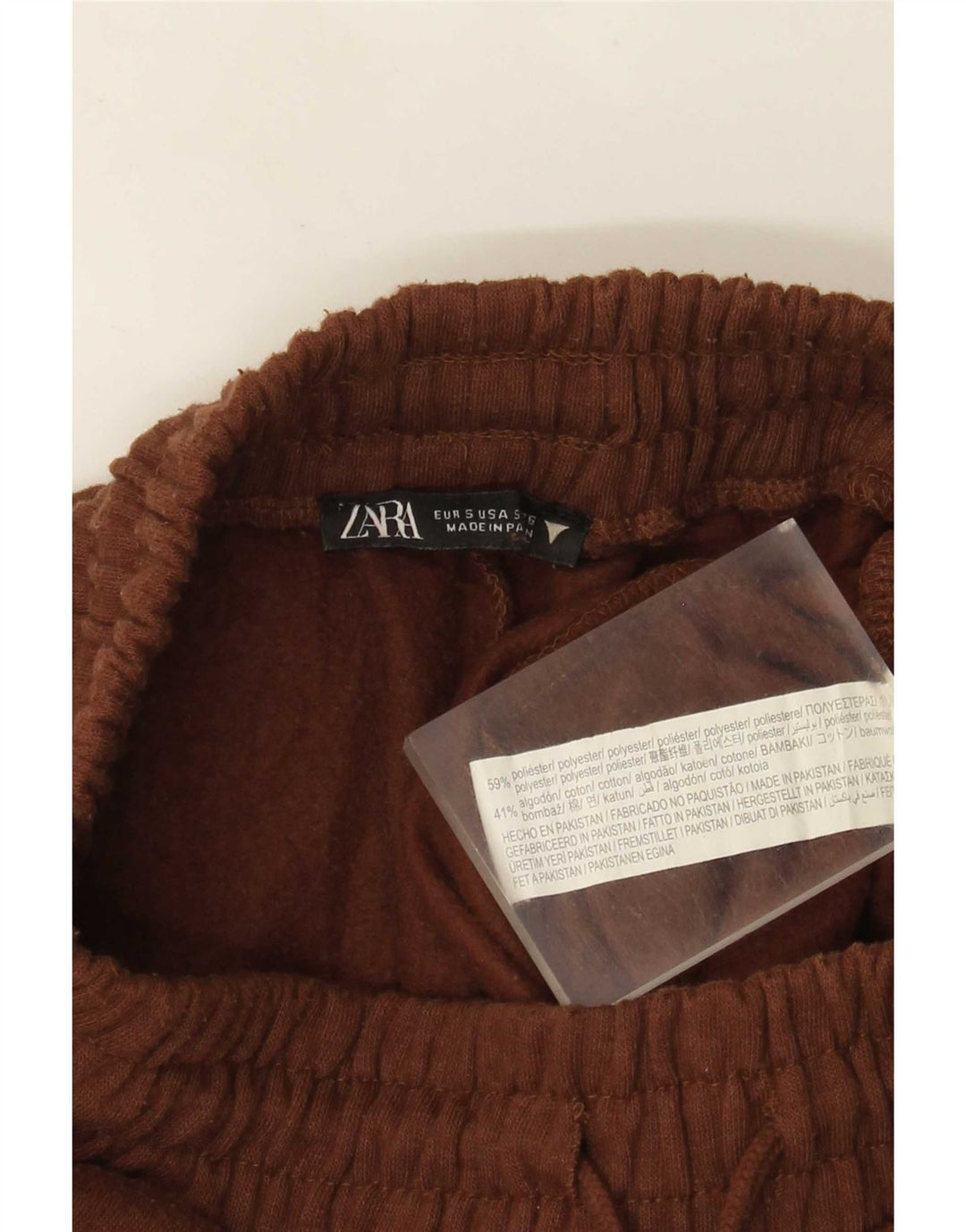 Zara Pantalon de survêtement pour femme Joggers UK 8 Small Marron Polyester